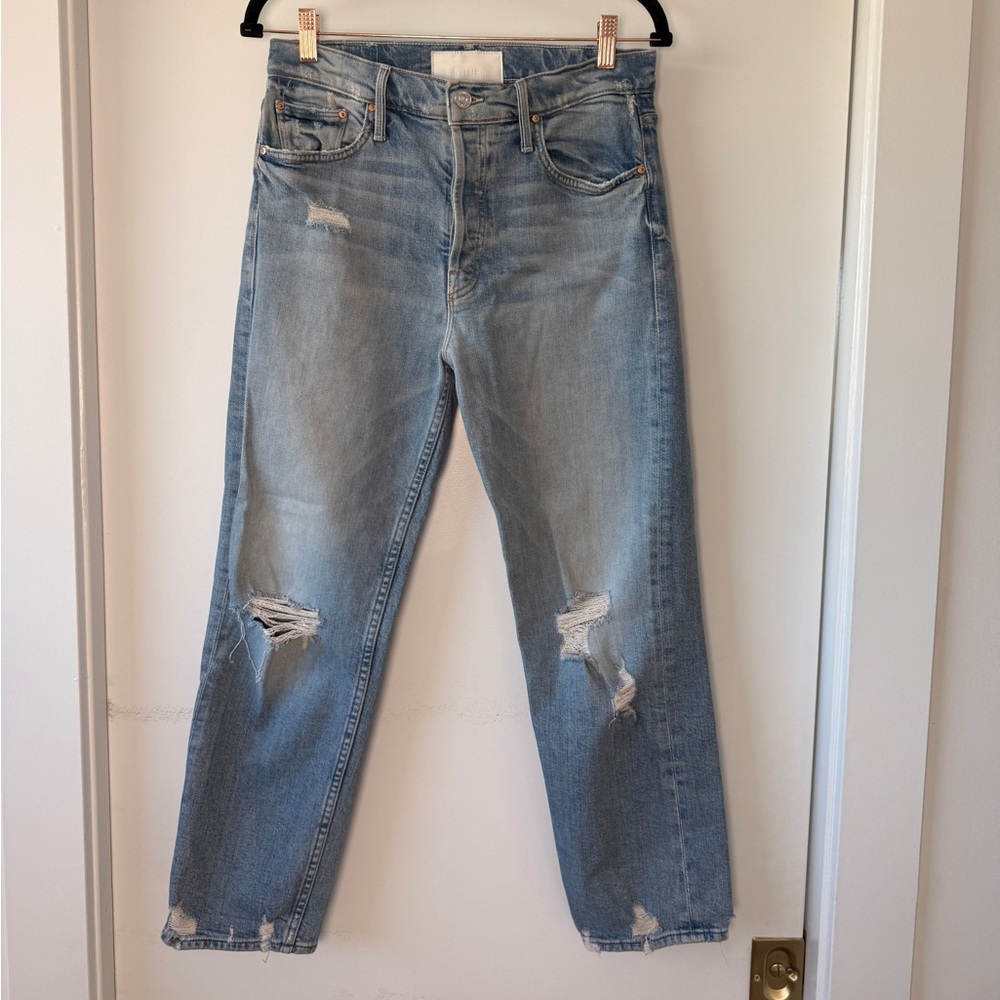 MOTHER Light Blue Distressed Jeans